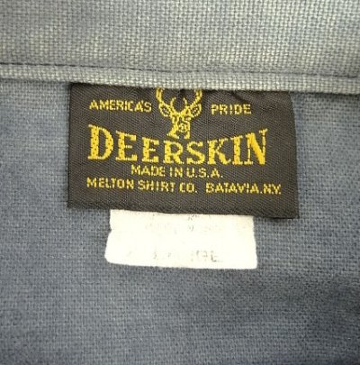 画像2: 80'S DEERSKIN フラップ付きポケット ダックシャツ フェードネイビー USA製 (VINTAGE)