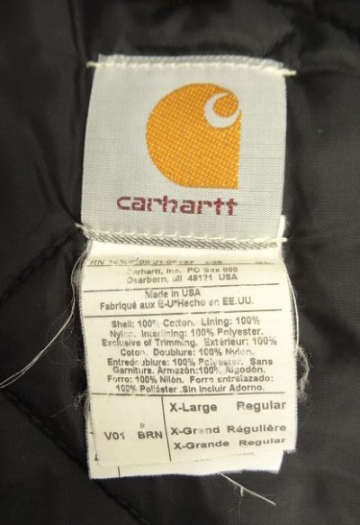 画像2: 00'S CARHARTT 裏地キルティング ダックベスト ブラウン USA製 (VINTAGE)