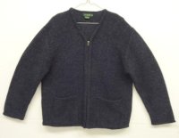 90'S J.CREW 旧タグ ウール Vネック ジップカーディガン ネイビー (MINT CONDITION)