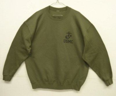 画像1: アメリカ軍 USMC クルーネック スウェットシャツ オリーブ (VINTAGE)