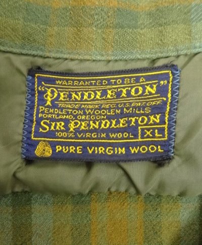 画像2: 60'S PENDLETON "SIR PENDLETON" ウール 長袖 オープンカラーシャツ チェック柄 USA製 (VINTAGE)