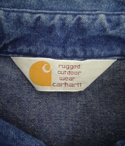 画像2: 80'S CARHARTT 三角タグ デニム ウエスタンシャツ インディゴ (VINTAGE)