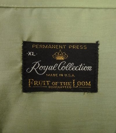 画像2: 70'S FRUIT OF THE LOOM "ROYAL COLLECTION" オープンカラーシャツ ライトオリーブ USA製 (VINTAGE)