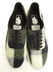 他の写真1: VANS "SALES SAMPLE" AUTHENTIC ウール スニーカー ブラック/オリーブ チェック柄 (一点物/NEW)