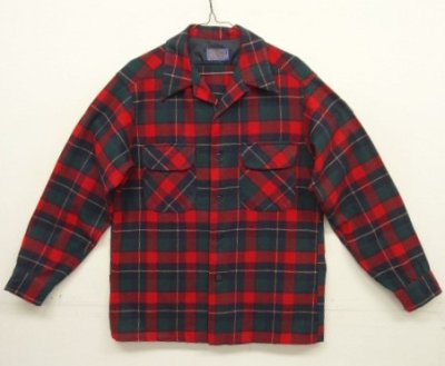 画像1: 70'S PENDLETON "BOARD SHIRT" ウール オープンカラーシャツ チェック柄 USA製 (DEADSTOCK)