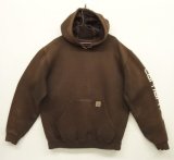 CARHARTT 袖プリント入り プルオーバー スウェットパーカー フェードブラウン (VINTAGE)