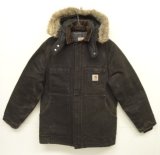 80'S CARHARTT "TRADITIONAL COAT" フード付き 裏地ブランケット ダックジャケット ブラック USA製 (VINTAGE)