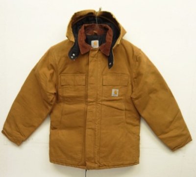 画像1: CARHARTT "TRADITIONAL COAT" フード付き 裏地キルティング ダックジャケット ブラウン USA製 (VINTAGE)