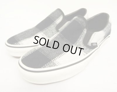 画像1: VANS "SALES SAMPLE" SLIP-ON ウール スニーカー ブラック/グレー チェック (一点物/NEW)