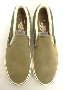 他の写真1: VANS "SALES SAMPLE" SLIP-ON スウェード ボア付き スニーカー トープ/オリーブ (一点物/NEW)