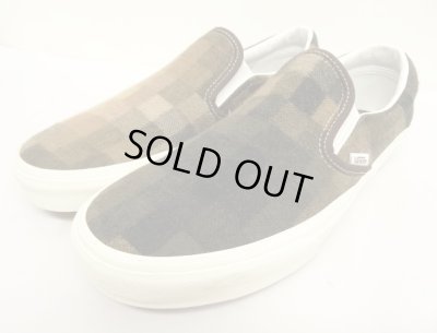 画像1: VANS "SALES SAMPLE" SLIP-ON ウール スニーカー ブラウン/ベージュ チェック (一点物/NEW)