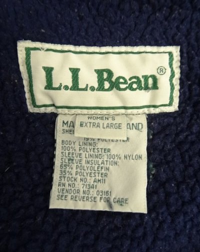 画像2: 90'S LL Bean 中綿THINSULATE入り 裏ボア付き ナイロンジャケット ネイビー (VINTAGE)