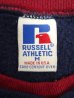 画像2: 90'S RUSSELL ATHLETIC カップショルダー クロスダブルネック スウェットシャツ ネイビー USA製 (VINTAGE) (2)