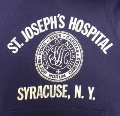 画像3: 70'S ST JOSEPH'S HOSPITAL ラグランスリーブ スウェット パーカー ネイビー USA製 (VINTAGE)