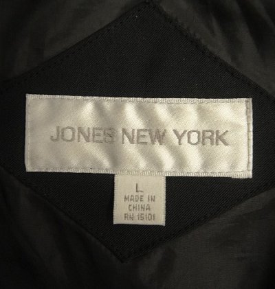 画像2: JONES NEW YORK 裏地付き ビッグフード フルジップジャケット ブラック (VINTAGE)