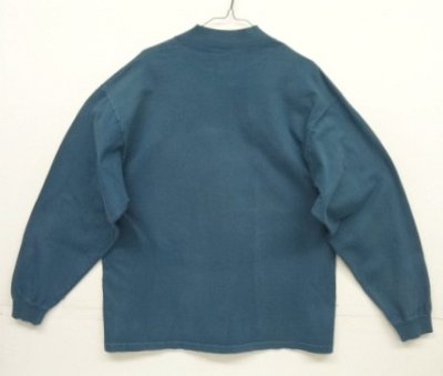 画像4: 90'S GAP 旧タグ シングルステッチ モックネック 長袖 Tシャツ ブルー USA製 (VINTAGE)