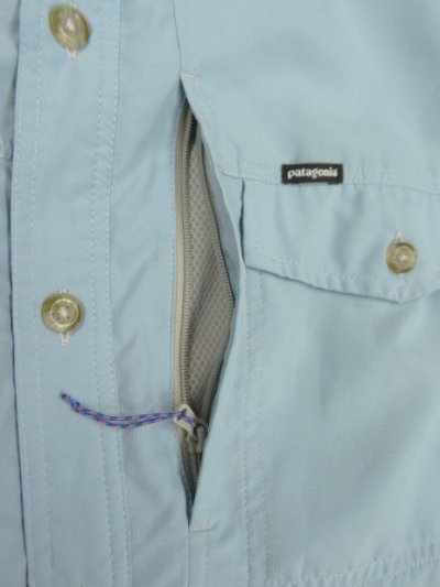 画像4: PATAGONIA ナイロン 2WAY フィッシングシャツ サックスブルー (USED)