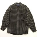 画像: ユーロヴィンテージ レーヨン100% ノーカラーシャツ チェック柄 (VINTAGE) 「L/S Shirt」 入荷しました。