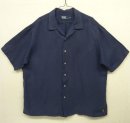 画像: 90'S RALPH LAUREN 裾ロゴ刺繍 シルク/リネン 半袖 オープンカラーシャツ ネイビー (VINTAGE) 「S/S Shirt」 入荷しました。