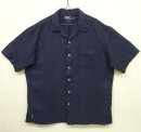 画像: 90'S RALPH LAUREN "CALDWELL" 裾ロゴ刺繍 シルク/リネン 半袖 オープンカラーシャツ ネイビー (VINTAGE) 「S/S Shirt」 入荷しました。