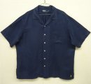 画像: 90'S RALPH LAUREN 裾ロゴ入り シルク/リネン 半袖 オープンカラーシャツ ネイビー (VINTAGE) 「S/S Shirt」 入荷しました。