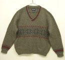 画像: 90'S LAND'S END ウール/ナイロン Vネック ニット カーキ/雪柄 USA製 (VINTAGE) 「Knit」 入荷しました。