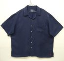 画像: 90'S RALPH LAUREN 裾ロゴ入り シルク/リネン 半袖 オープンカラーシャツ ネイビー (VINTAGE) 「S/S Shirt」 入荷しました。