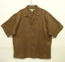 画像: SYLLABLES レーヨン フロント同色刺繍入り 半袖 オープンカラーシャツ ブラウン (VINTAGE) 「S/S Shirt」 入荷しました。