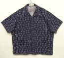 画像: 90'S PERRY ELLIS コットン/レーヨン 半袖 オープンカラーシャツ ネイビーベース/総柄 (VINTAGE) 「S/S Shirt」入荷しました。