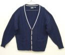 画像: 80'S TOWNCRAFT ケーブル編み Vネック ニット カーディガン ネイビー/ホワイト USA製 (VINTAGE) 「Knit」入荷しました。