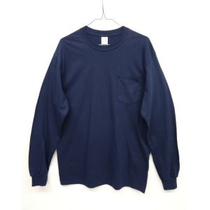 画像: GILDAN ポケット付き ロングスリーブ Tシャツ NAVY (NEW)