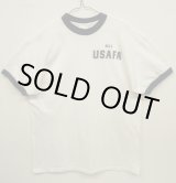 画像: アメリカ軍 USAFA 染み込みプリント 半袖 リンガーTシャツ ホワイト (VINTAGE)