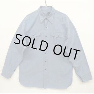 画像: 90'S RALPH LAUREN "TOBIAS WORKSHIRT" シャンブレー マチ付き 長袖 ワークシャツ ブルー (VINTAGE)