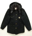 画像1: 90'S CARHARTT 裏地ブランケット フード付き ダックジャケット BLACK (VINTAGE)