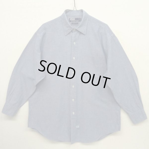 画像1: 90'S RALPH LAUREN "THE BIG DRESS SHIRT" シャンブレーシャツ ブルー (VINTAGE)