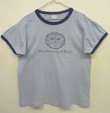 画像1: 60'S CHAMPION プロダクツタグ リンガーTシャツ 染み込みプリント 杢ブルー USA製 (VINTAGE)