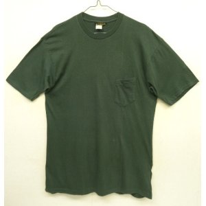 画像: 70'S UNKNOWN シングルステッチ 耳付きポケット 半袖 Tシャツ ダークグリーン (VINTAGE)