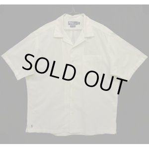 画像: 90'S RALPH LAUREN "CALDWELL" 裾ロゴ入り コットン 半袖 オープンカラーシャツ ホワイト (VINTAGE)