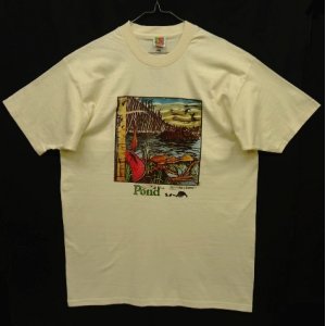 画像: 90'S BETSY BOWEN "POND" シングルステッチ  半袖 Tシャツ ナチュラル USA製 (DEADSTOCK)