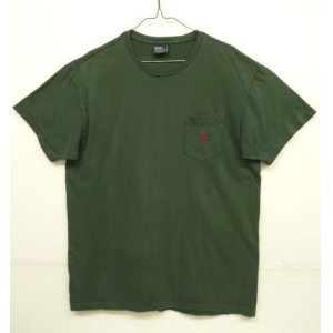 画像: 90'S RALPH LAUREN シングルステッチ 耳付きポケット付き 半袖 Tシャツ ダークグリーン (VINTAGE)