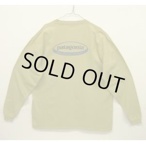 画像: 90'S PATAGONIA 黒タグ オーバルロゴ バックプリント 長袖 Tシャツ ピスタチオ USA製 (VINTAGE)