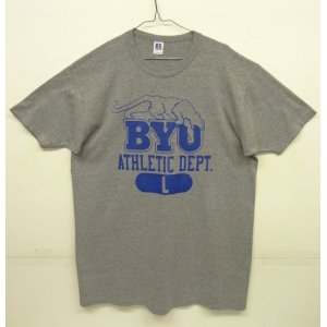 画像: 90'S RUSSELL ATHLETIC "BYU ATHLETIC DEPT" シングルステッチ 半袖 Tシャツ 杢グレー USA製 (VINTAGE)