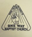 画像3: 80'S BAPTIST CHURCH 染み込みプリント 半袖 リンガーTシャツ ホワイト/ネイビー (VINTAGE)