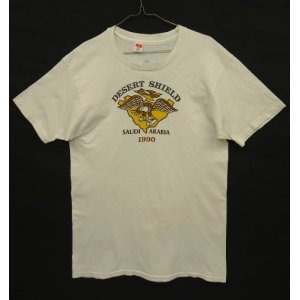 画像: 90'S DESERT SHIELD 染み込み両面プリント シングルステッチ 半袖 Tシャツ ホワイト USA製 (VINTAGE)