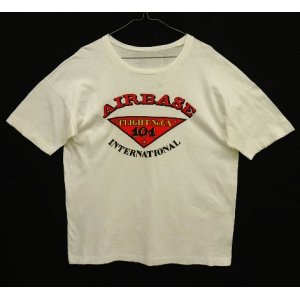 画像: 80'S AIRBASE INTERNATIONAL 染み込みプリント シングルステッチ 半袖 Tシャツ ホワイト (VINTAGE)