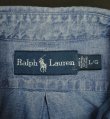 画像2: 90'S RALPH LAUREN マチ付き シャンブレー 三点留めボタンダウンシャツ ブルー (VINTAGE)