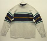 画像: 80'S LL Bean モックネック 長袖シャツ グレー/グリーン＆ネイビー USA製 (VINTAGE)