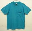 画像1: 90'S FRUIT OF THE LOOM シングルステッチ 耳付きポケット 半袖 Tシャツ ターコイズ USA製 (VINTAGE)