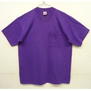 画像: 90'S FRUIT OF THE LOOM シングルステッチ 耳付きポケット 半袖 Tシャツ グレープ USA製 (VINTAGE)