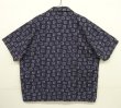 画像3: 90'S PERRY ELLIS コットン/レーヨン 半袖 オープンカラーシャツ ネイビーベース/総柄 (VINTAGE)